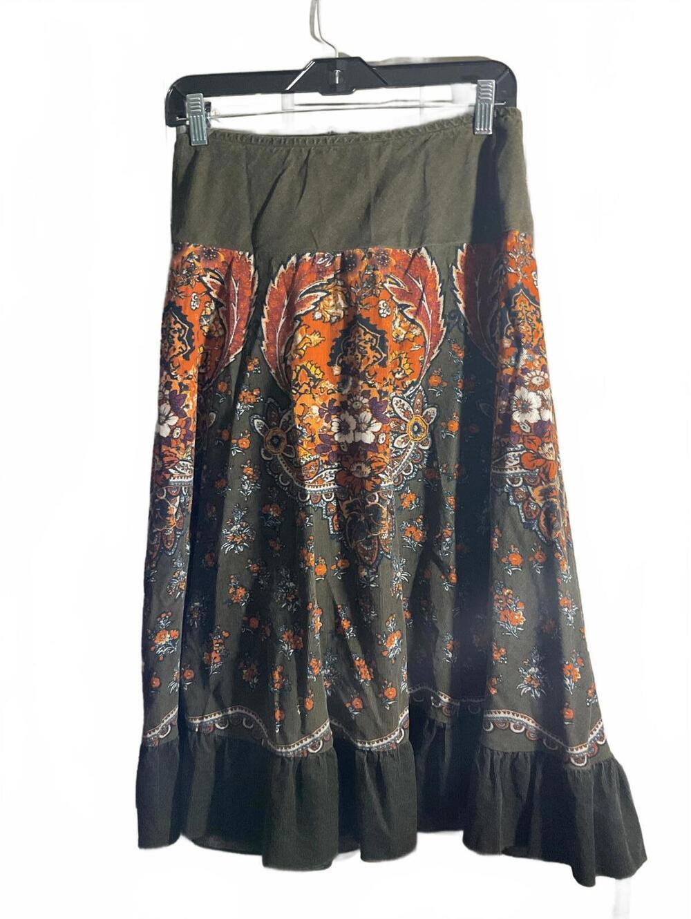 Bohemian Floral Maxi Corduroy Skirt by Petite Sophisticate Small